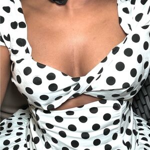 Fashion Nova Black and White Polka Dot Dress